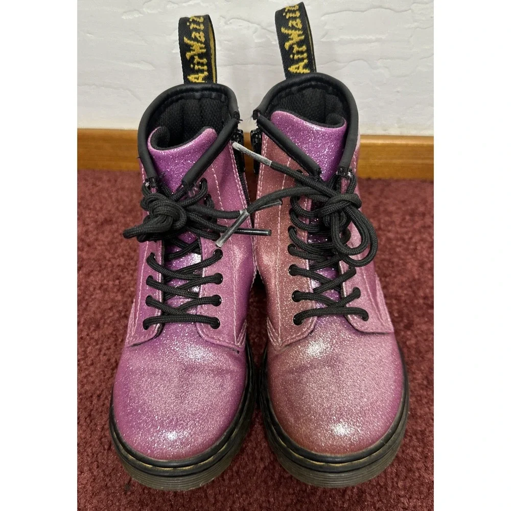 Dr Martens 1460 Glitter T Pink Lace-Up/Zip-Up‎ Boots  Little Girls Youth Sz 10C